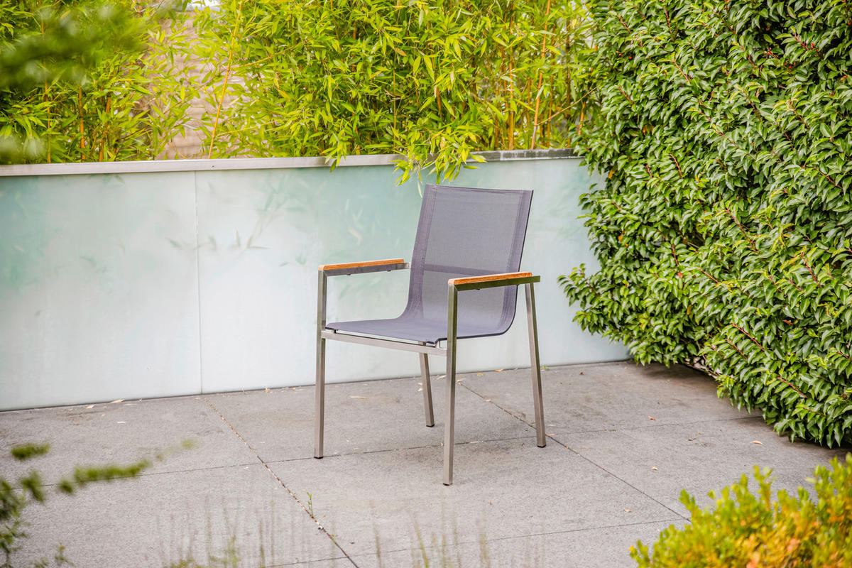 GARTENSET TeakholzEdelstahl  - Silberfarben/Teakfarben, MODERN, Glas/Holz - Gardenson