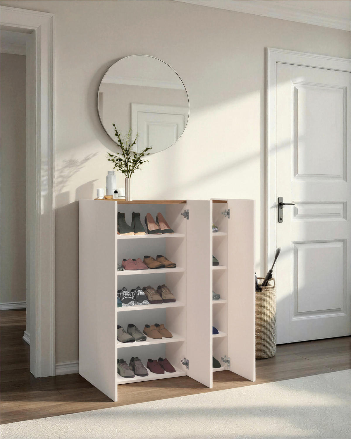 SCHUHSCHRANK Eichefarben, Kaschmir  - Kaschmir/Eichefarben, Design, Holzwerkstoff/Kunststoff (94/114/35cm) - MID.YOU