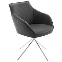 STOLIČKA S PODRÚČKAMI, čierna, farba ušľachtilej ocele - čierna/sivá, Design, kov/koža (60/84/67cm) - Koinor