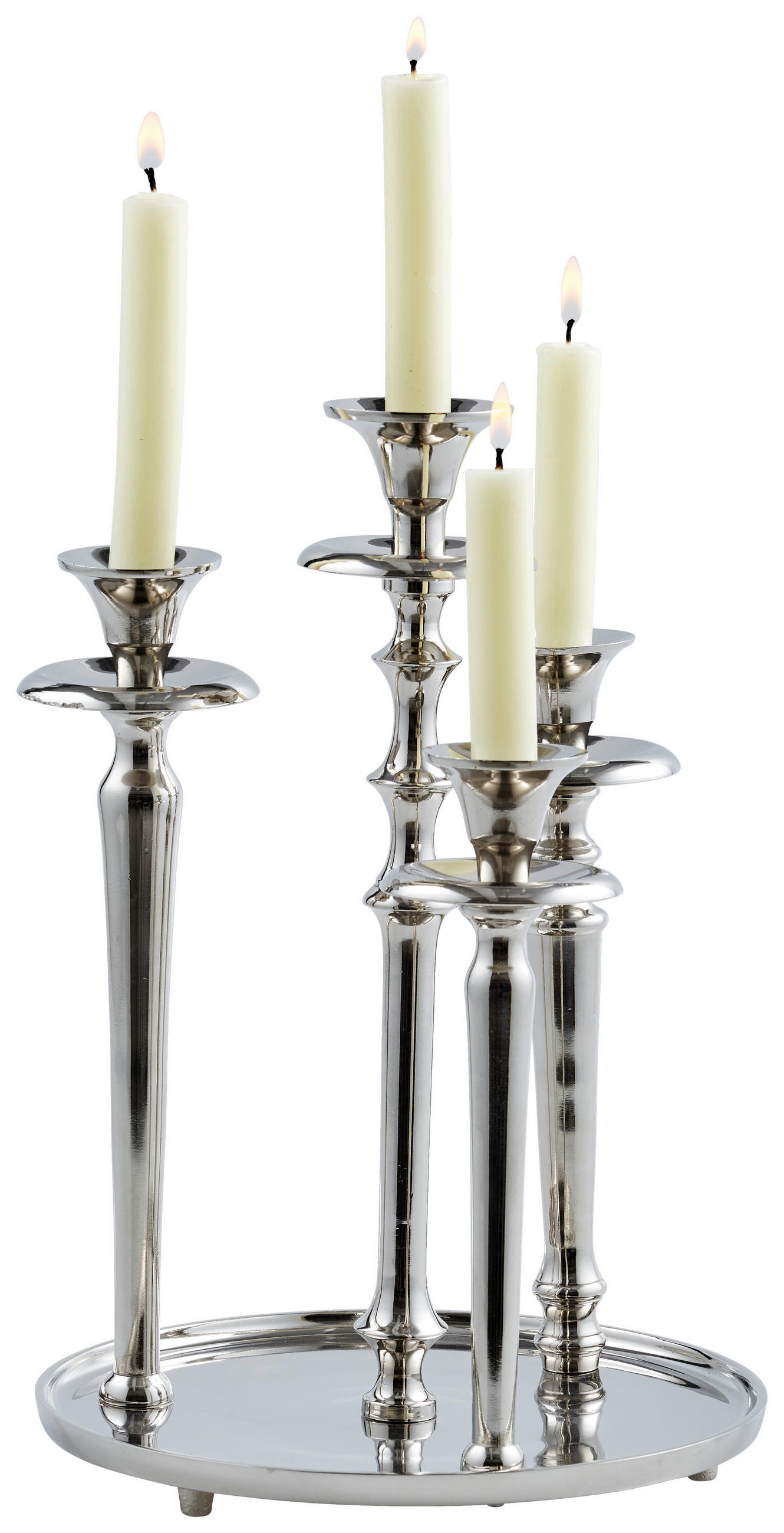 KERZENHALTER - Chromfarben/Nickelfarben, Design, Metall (24,5/36/24,5cm) - Ambia Home