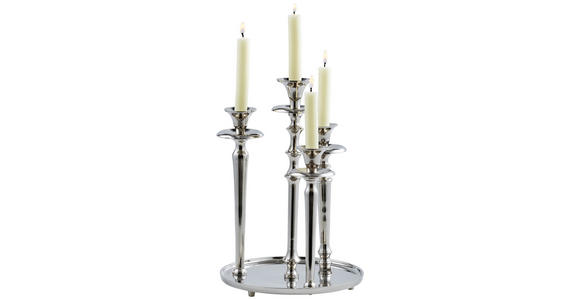 KERZENHALTER - Chromfarben/Nickelfarben, Design, Metall (24,5/36/24,5cm) - Ambia Home