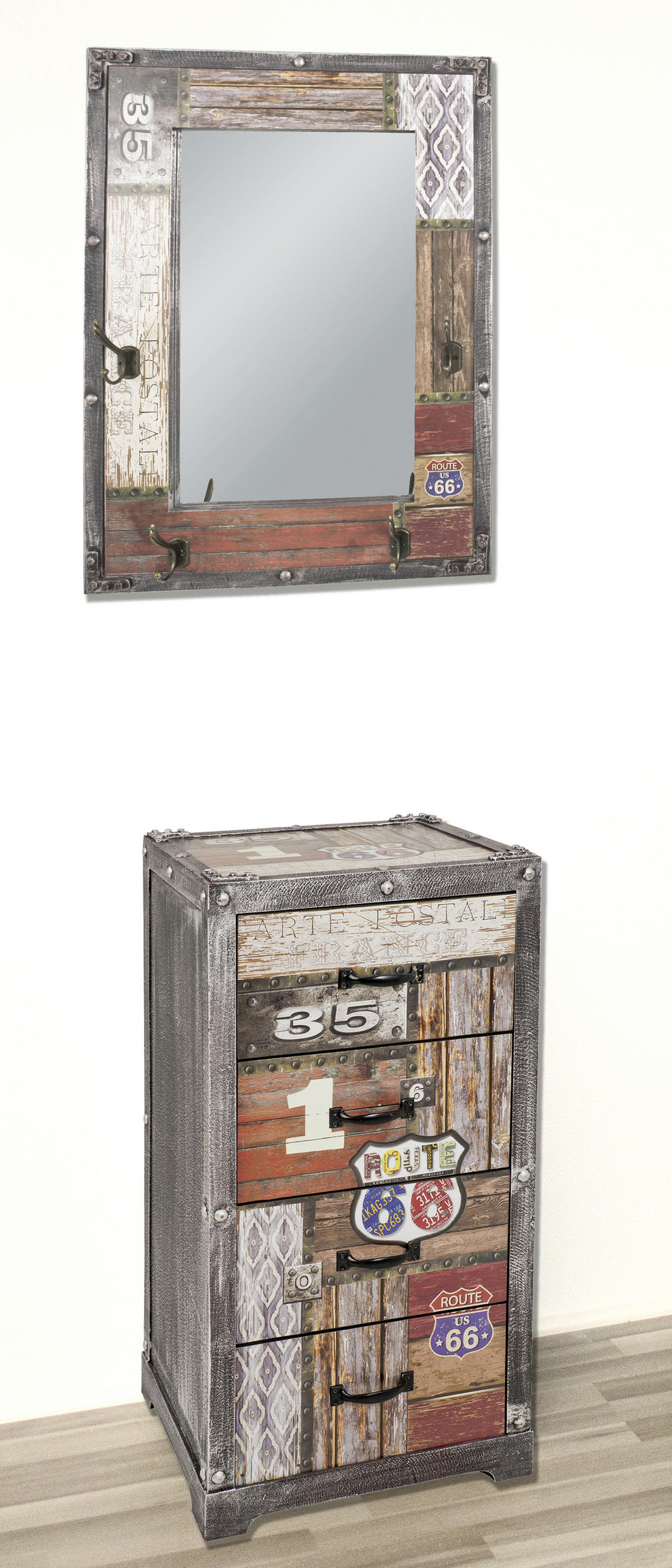 WANDSPIEGEL 55/75/8 cm    in rechteckig  - Multicolor, Basics, Glas/Holzwerkstoff (55/75/8cm) - Carryhome