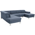WOHNLANDSCHAFT inkl.Funktionen Blau Webstoff  - Blau/Silberfarben, Design, Textil/Metall (226/320/168cm) - Xora