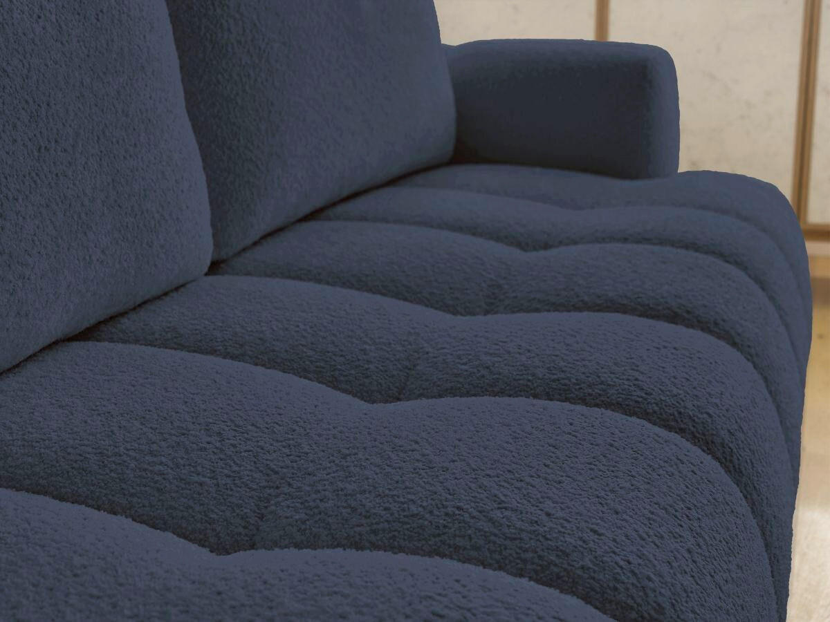 SCHLAFSOFA FUJI Bouclé Dunkelblau  inkl.  - Schwarz/Dunkelblau, MODERN, Kunststoff/Textil (251/113/88cm)