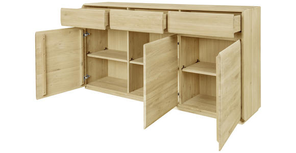 SIDEBOARD Eiche furniert, massiv Eichefarben - Eichefarben, Natur, Holz (179/91/41cm) - Linea Natura