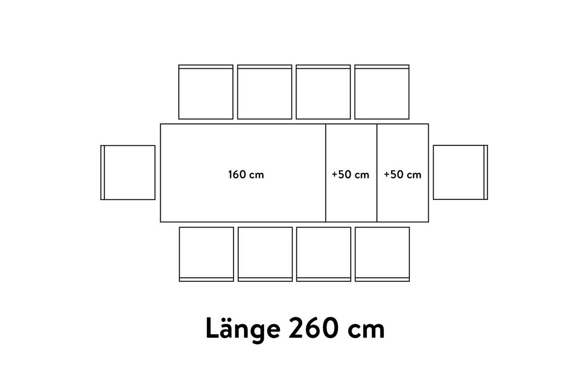 ESSTISCH in Metall, Holzwerkstoff 160-260/95/76 cm  - Eichefarben, Basics, Holzwerkstoff/Metall (160-260/95/76cm) - Celina Home