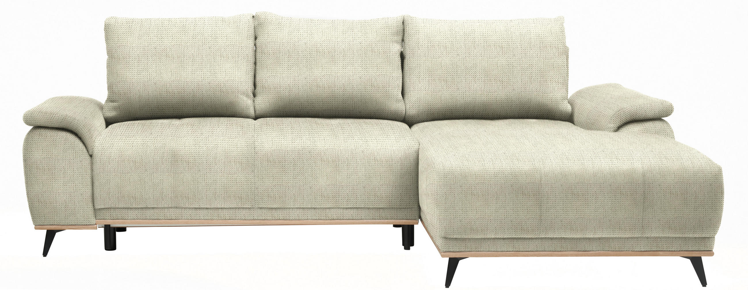 ECKSOFA Beige Chenille  - Beige/Schwarz, MODERN, Textil/Metall (262/168cm) - home24