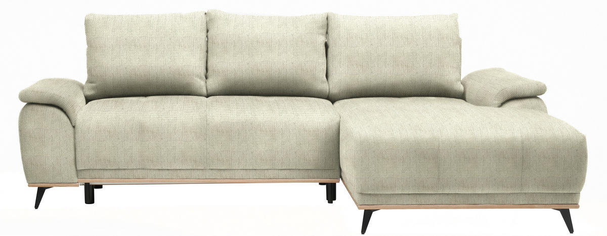 ECKSOFA in Chenille Beige  - Beige/Schwarz, Modern, Textil/Metall (262/168cm) - home24