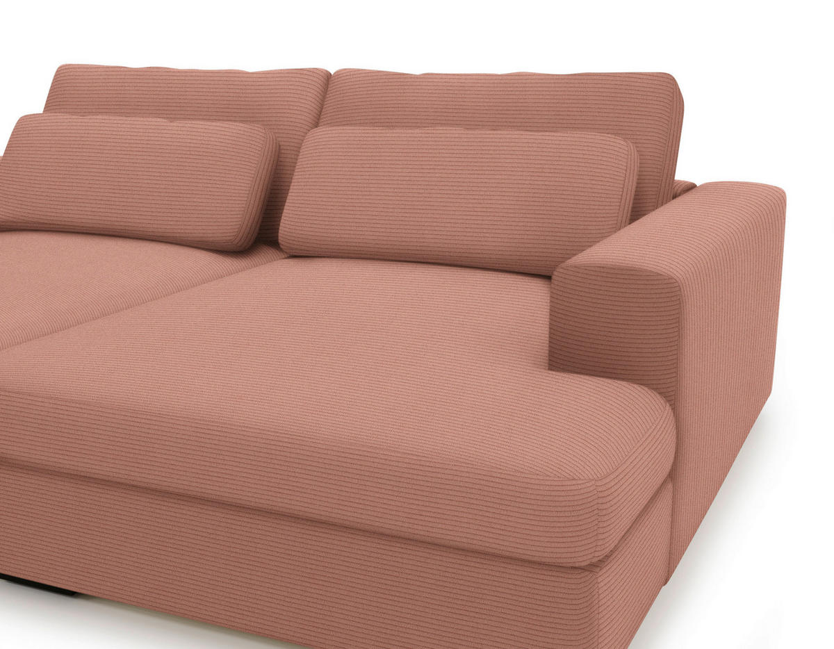 BIGSOFA in Cord Aprikose  - Aprikose/Schwarz, Design, Textil (223/80/158cm) - Lomoco