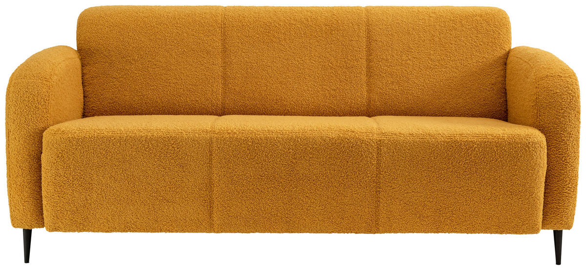 SITZGARNITUR in Teddystoff Gelb  - Gelb/Schwarz, Modern, Textil/Metall (180/76/90cm) - Livetastic