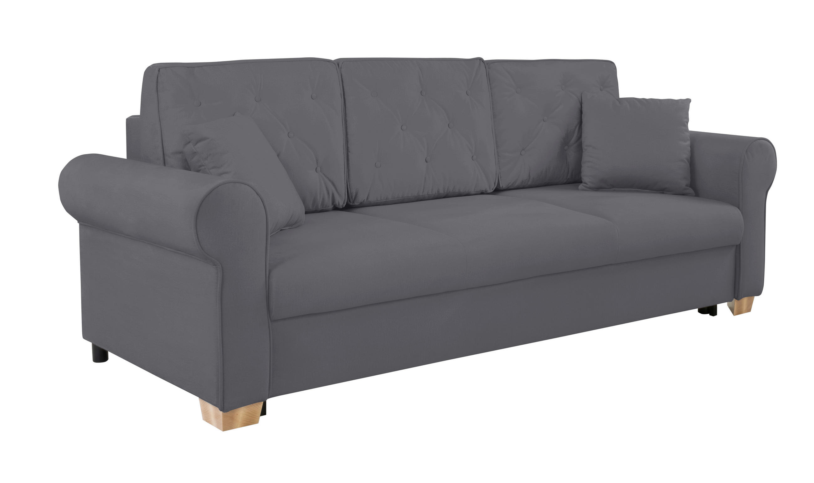 SCHLAFSOFA in Dunkelgrau  - Dunkelgrau/Buchefarben, Design, Holz/Textil (240/94/98cm) - MID.YOU
