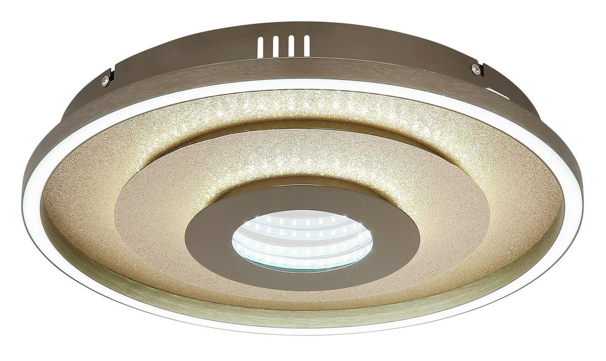LED-DECKENLEUCHTE Miles 40/7,3 cm  - Champagner/Goldfarben, Design, Kunststoff/Metall (40/7,3cm) - Globo