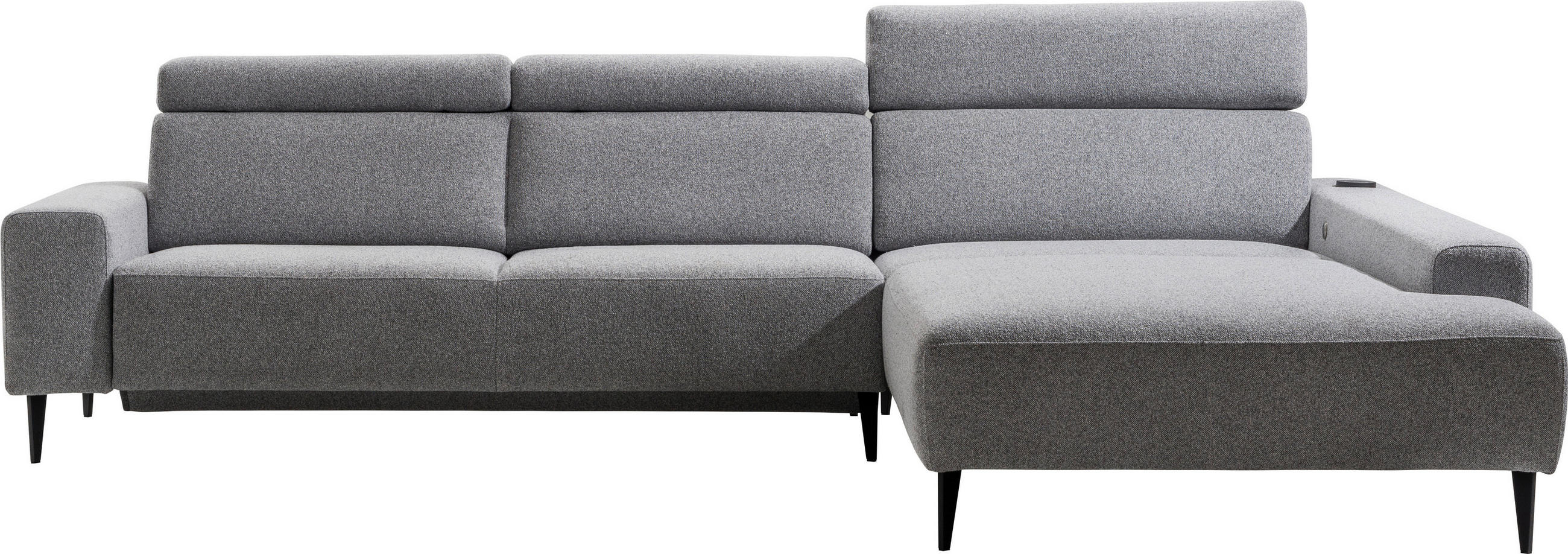 ECKSOFA  in Flachgewebe Grau  308/205 cm  - Schwarz/Grau, Design, Textil/Metall (308/205cm) - Sedda