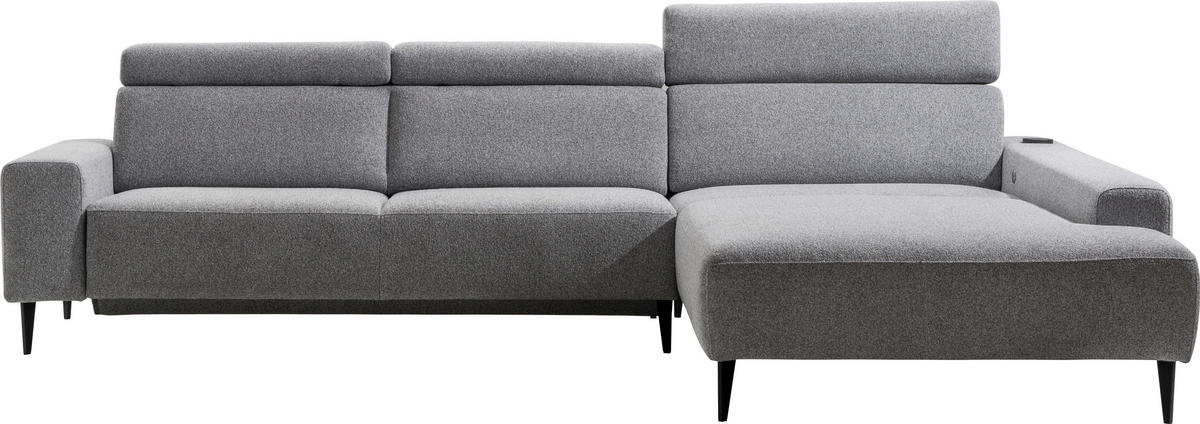 ECKSOFA  in Flachgewebe Grau  308/205 cm  - Schwarz/Grau, Design, Textil/Metall (308/205cm) - Sedda