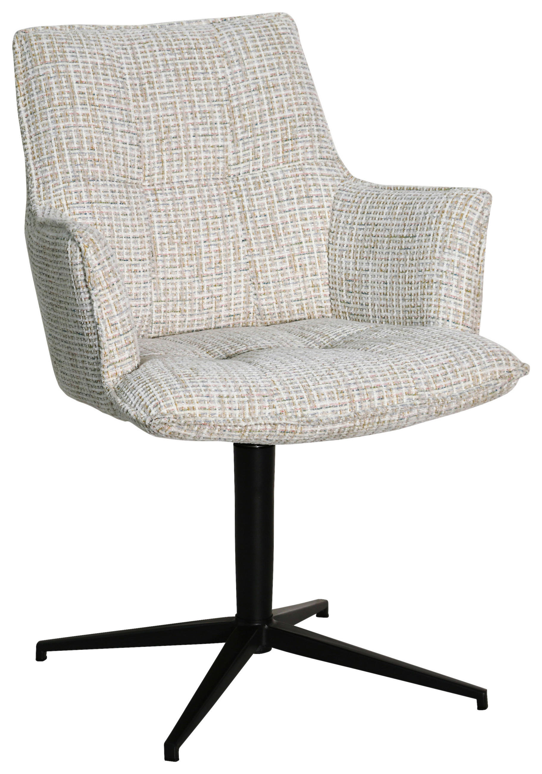 STOL MED ARMSTÖD  360° vridbar sits, inklusive armstöd, automatisk funktion för återfjädring chenille  beige  - beige/svart, Modern, metall/textil (59,5/87,5/62,5cm) - Novel