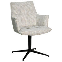 ARMLEHNSTUHL  Sitzfläche 360° drehbar, inklusive Armlehnen, automatische Rückholfunktion Chenille  Beige  - Beige/Schwarz, MODERN, Textil/Metall (59,5/87,5/62,5cm) - Novel