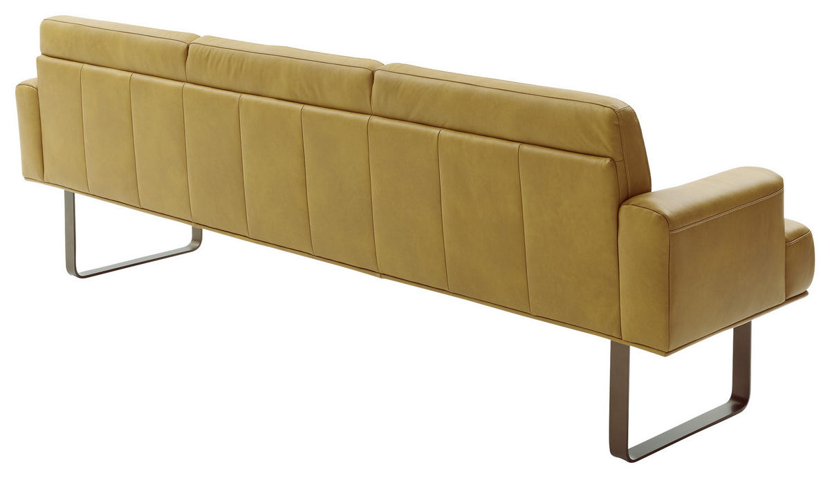 SITZBANK 251/84/67 cm Echtleder Gelb, Bronzefarben Metall  - Gelb/Bronzefarben, Design, Leder/Metall (251/84/67cm) - Musterring