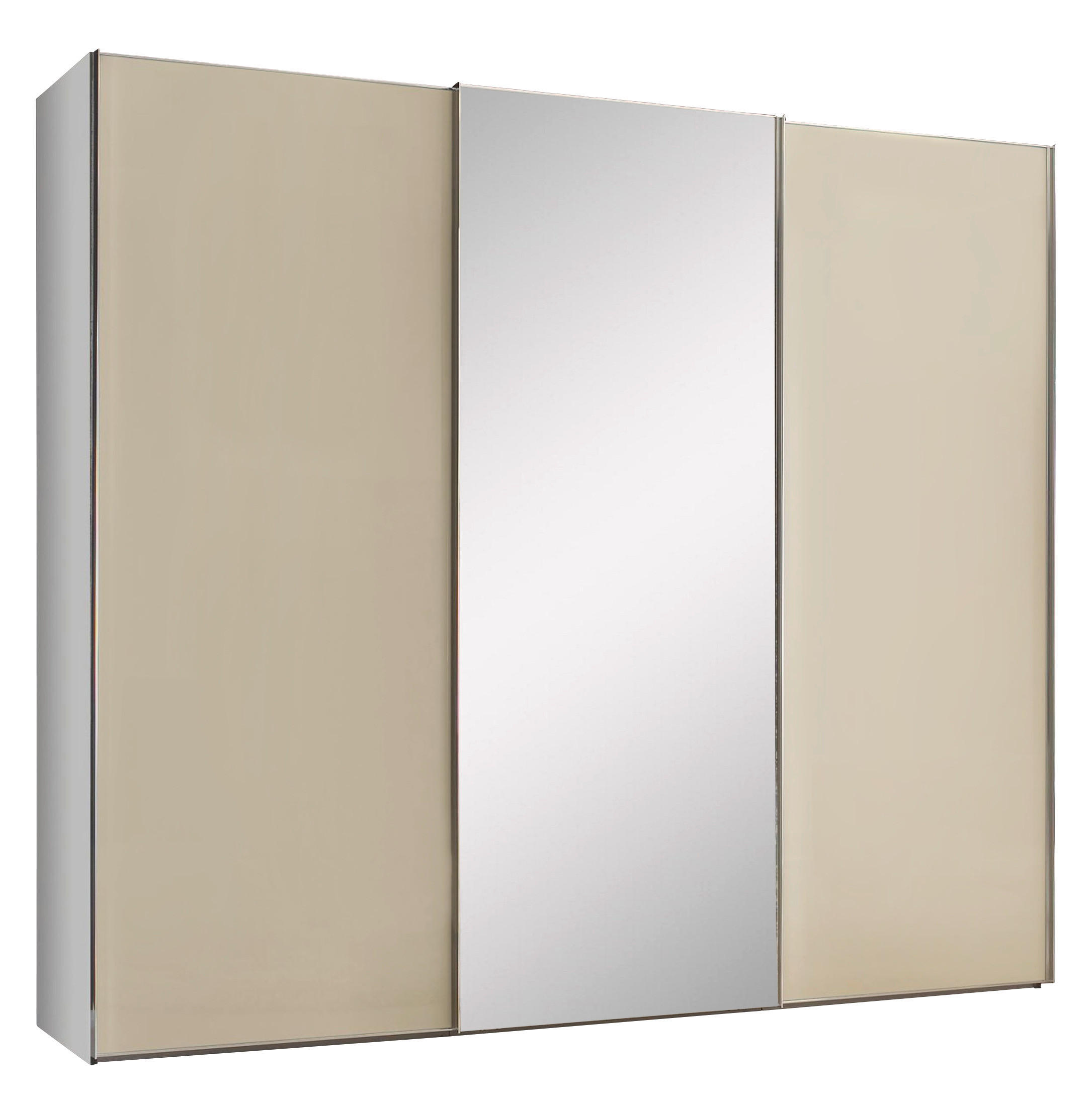 SCHWEBETÜRENSCHRANK 298/222/68 cm 3-türig Sandfarben  - Sandfarben/Chromfarben, Basics, Glas/Holzwerkstoff (298/222/68cm) - Moderano