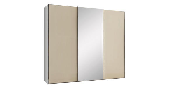 SCHWEBETÜRENSCHRANK 298/222/68 cm 3-türig Sandfarben  - Sandfarben/Chromfarben, Basics, Glas/Holzwerkstoff (298/222/68cm) - Moderano
