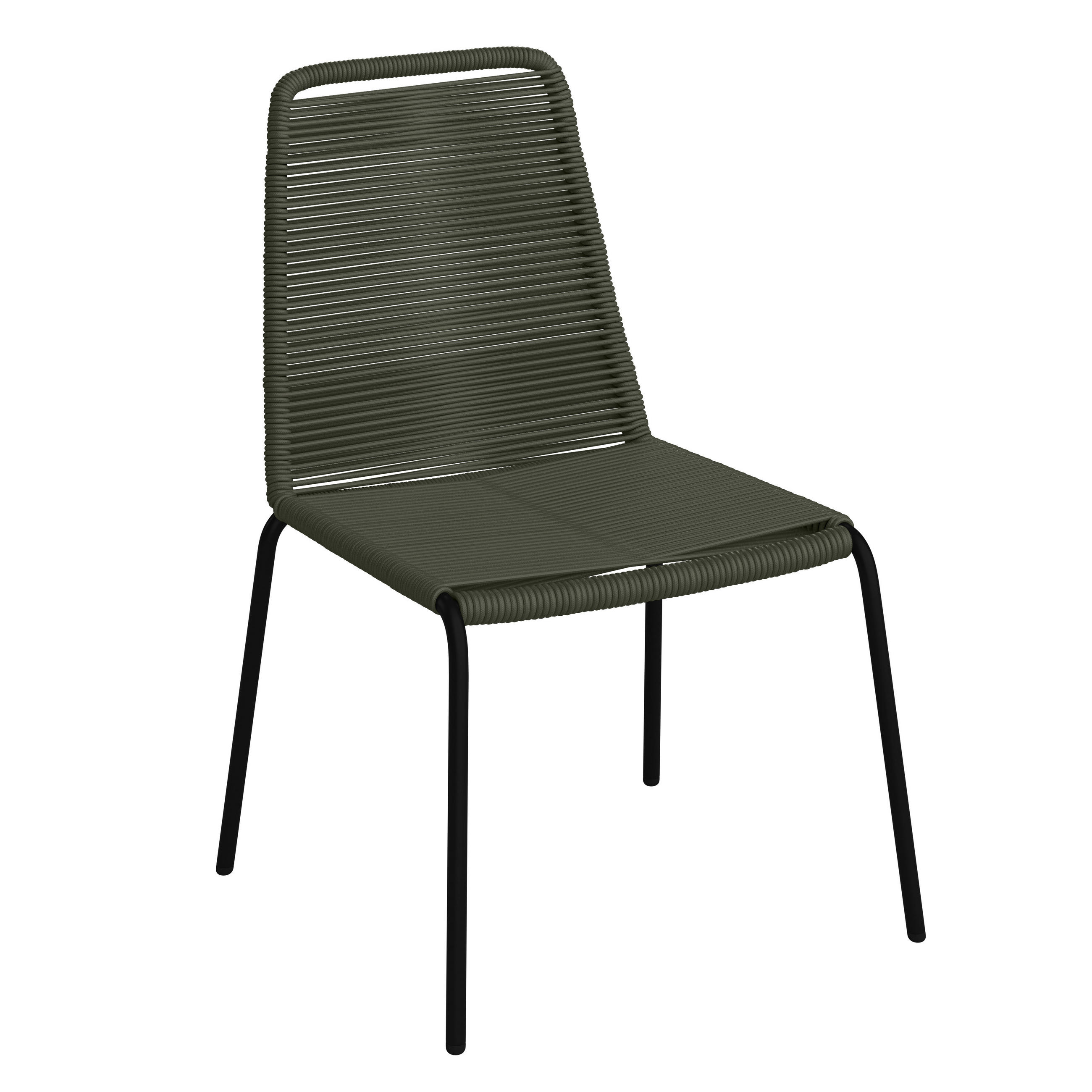 GARTENSTUHL Metall, Kunststoff Olivgrün  - Schwarz/Olivgrün, Lifestyle, Kunststoff/Metall (61/84,5/57,5cm) - Ambia Garden