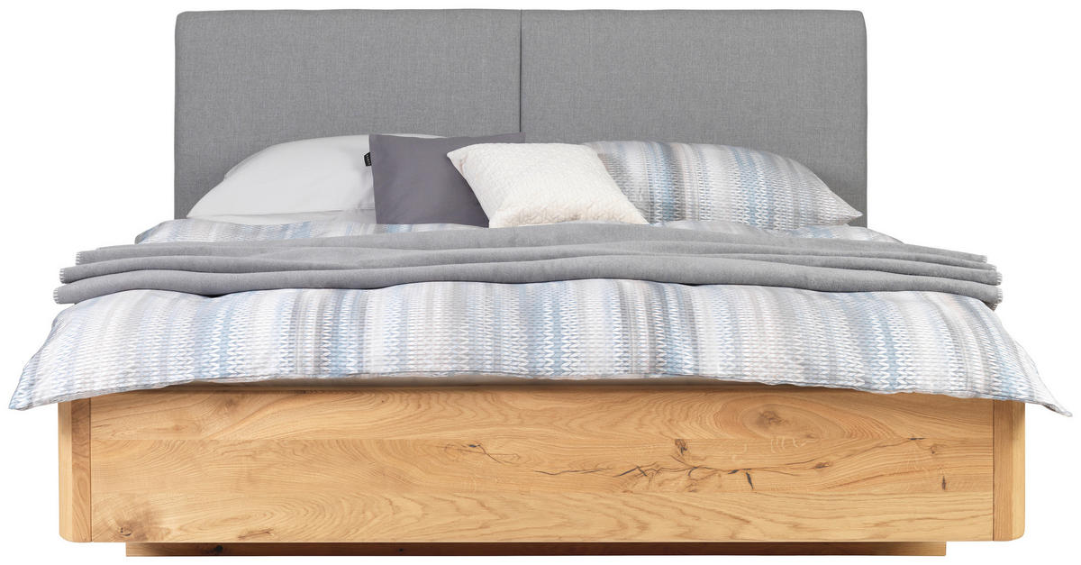 BETT 180/210 cm  in Grau, Eichefarben   - Eichefarben/Grau, Konventionell, Holz/Textil (180/210cm) - Valnatura