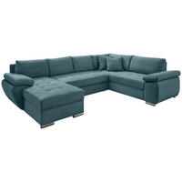 WOHNLANDSCHAFT in Cord Petrol  - Chromfarben/Petrol, KONVENTIONELL, Textil/Metall (157/305/219cm) - Livetastic