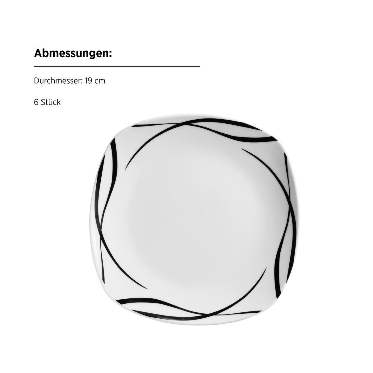 TELLERSET Decora 18-teilig  - Schwarz/Weiß, Trend, Keramik - Mäser