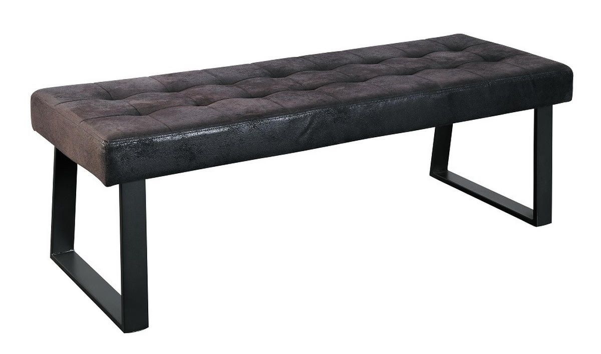 SITZBANK in Metall, Textil Schwarz  - Schwarz, MODERN, Textil/Metall (140/49/48cm) - MID.YOU
