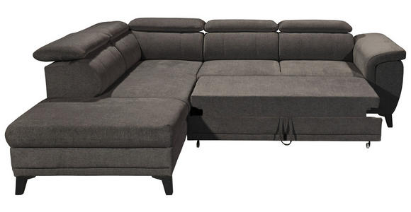 ECKSOFA Dunkelbraun Mikrovelours  - Dunkelbraun/Schwarz, KONVENTIONELL, Kunststoff/Textil (231/274cm) - Carryhome