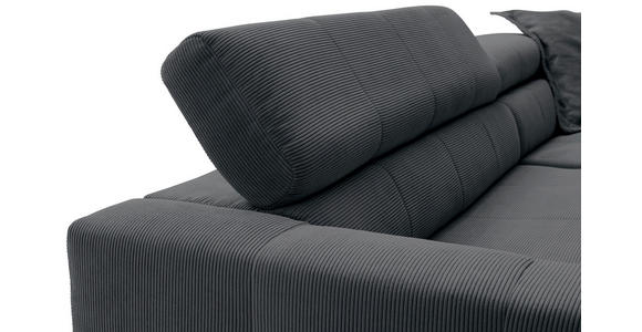 ECKSOFA in Feincord Anthrazit  - Anthrazit/Schwarz, KONVENTIONELL, Textil/Metall (311/219cm) - Hom`in