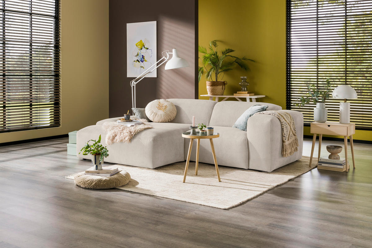 ECKSOFA HANNAH Beige Cord  - Beige/Schwarz, Design, Kunststoff/Textil (170/252cm) - MID.YOU