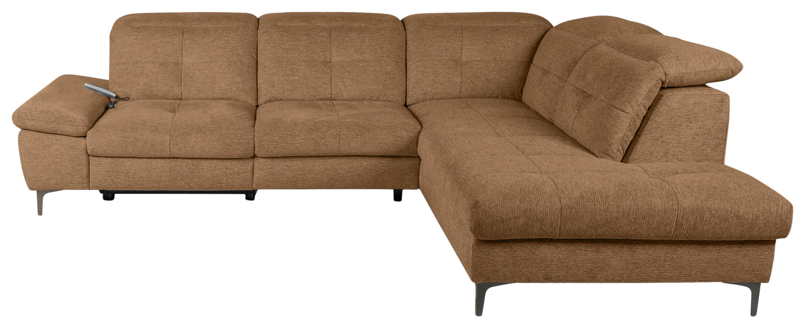 ECKSOFA Terracotta Webstoff  - Terracotta/Schwarz, KONVENTIONELL, Textil/Metall (288/225cm) - Carryhome