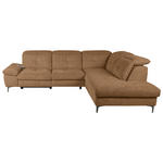 ECKSOFA Terracotta Webstoff  - Terracotta/Schwarz, KONVENTIONELL, Textil/Metall (288/225cm) - Carryhome