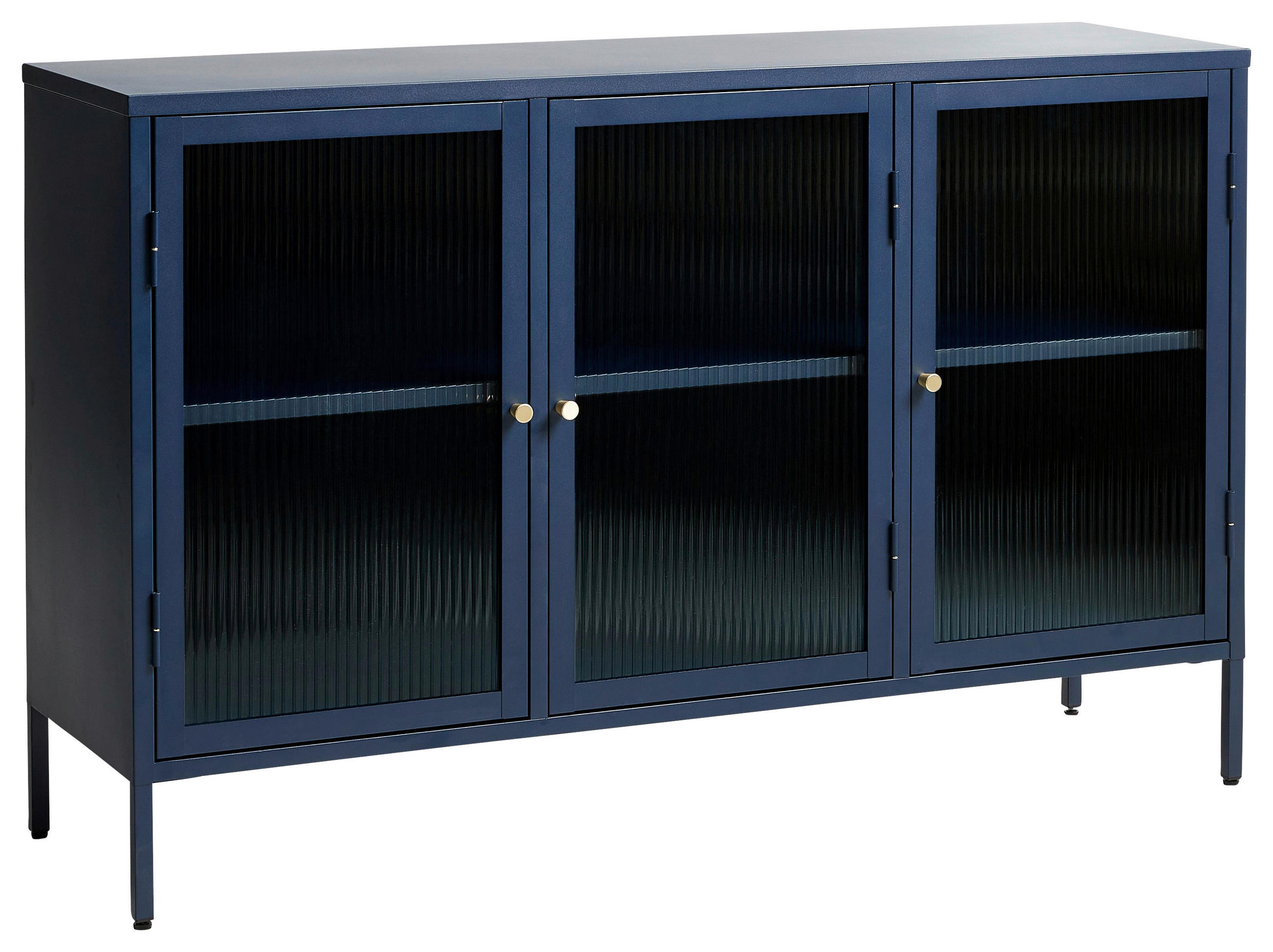 SIDEBOARD  in 132/85/40 cm  - Goldfarben/Dunkelblau, Design, Glas/Metall (132/85/40cm) - Lomoco
