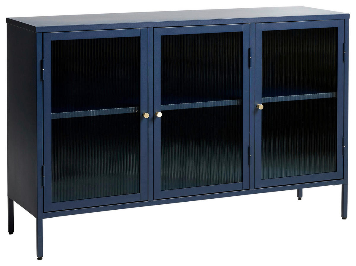 SIDEBOARD  in 132/85/40 cm  - Goldfarben/Dunkelblau, Design, Glas/Metall (132/85/40cm) - Lomoco
