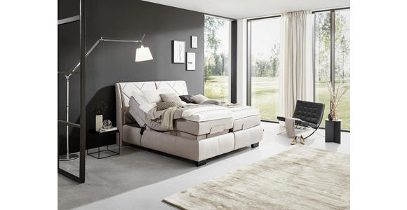 BOXSPRINGBETT 180/200 cm  in Beige  - Beige/Schwarz, KONVENTIONELL, Textil/Metall (180/200cm) - Dieter Knoll