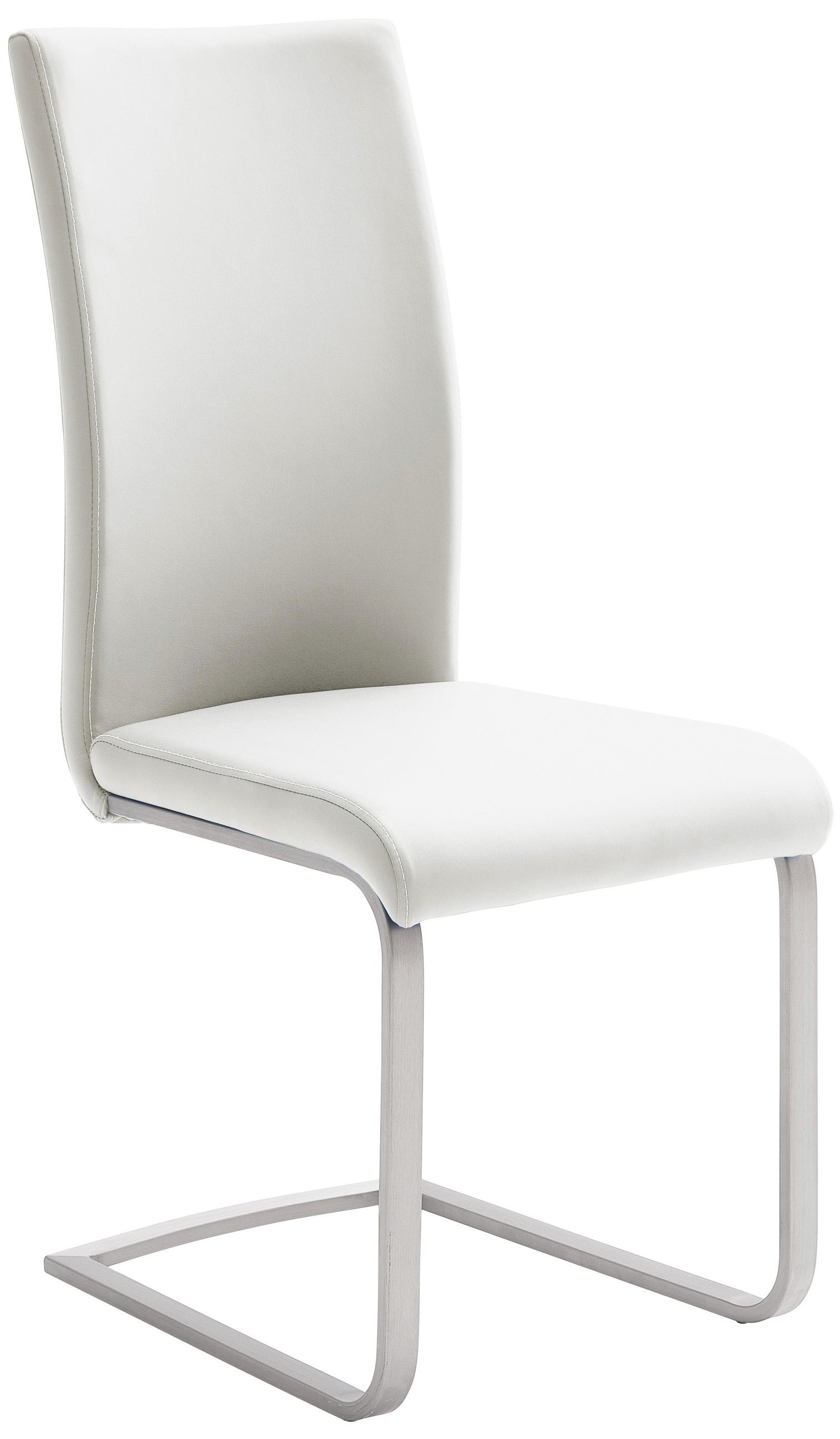 Schwingstuhl in Metall, Textil Weiß, Edelstahlfarben