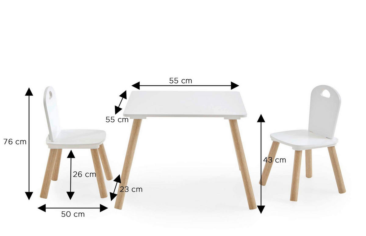 KINDERSITZGRUPPE  - Weiß, Design, Holzwerkstoff (55/43/55cm) - MID.YOU