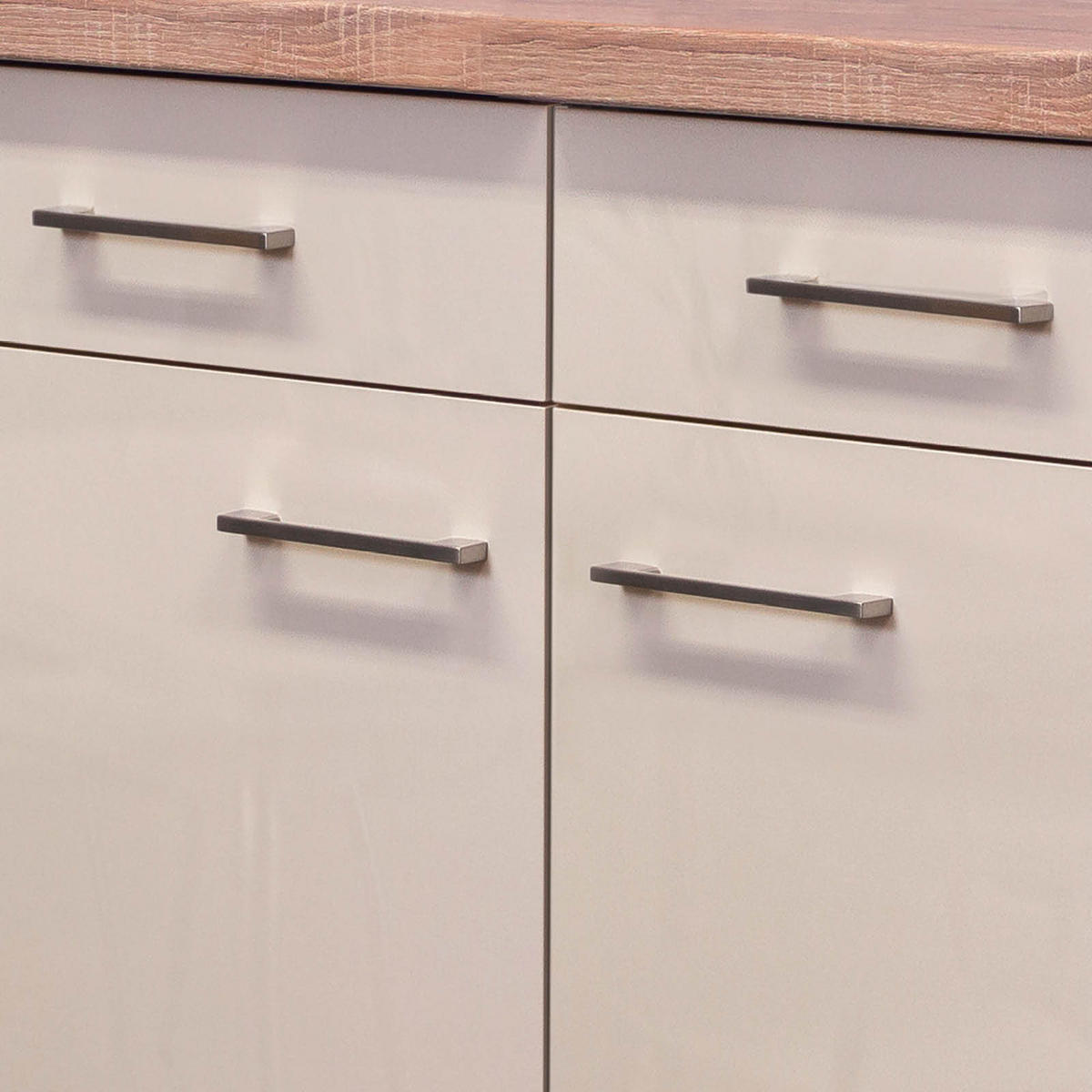 KÜCHENUNTERSCHRANK 80/86/60 cm  in Kaschmir  - Kaschmir/Edelstahlfarben, MODERN, Holzwerkstoff/Metall (80/86/60cm) - FlexWell