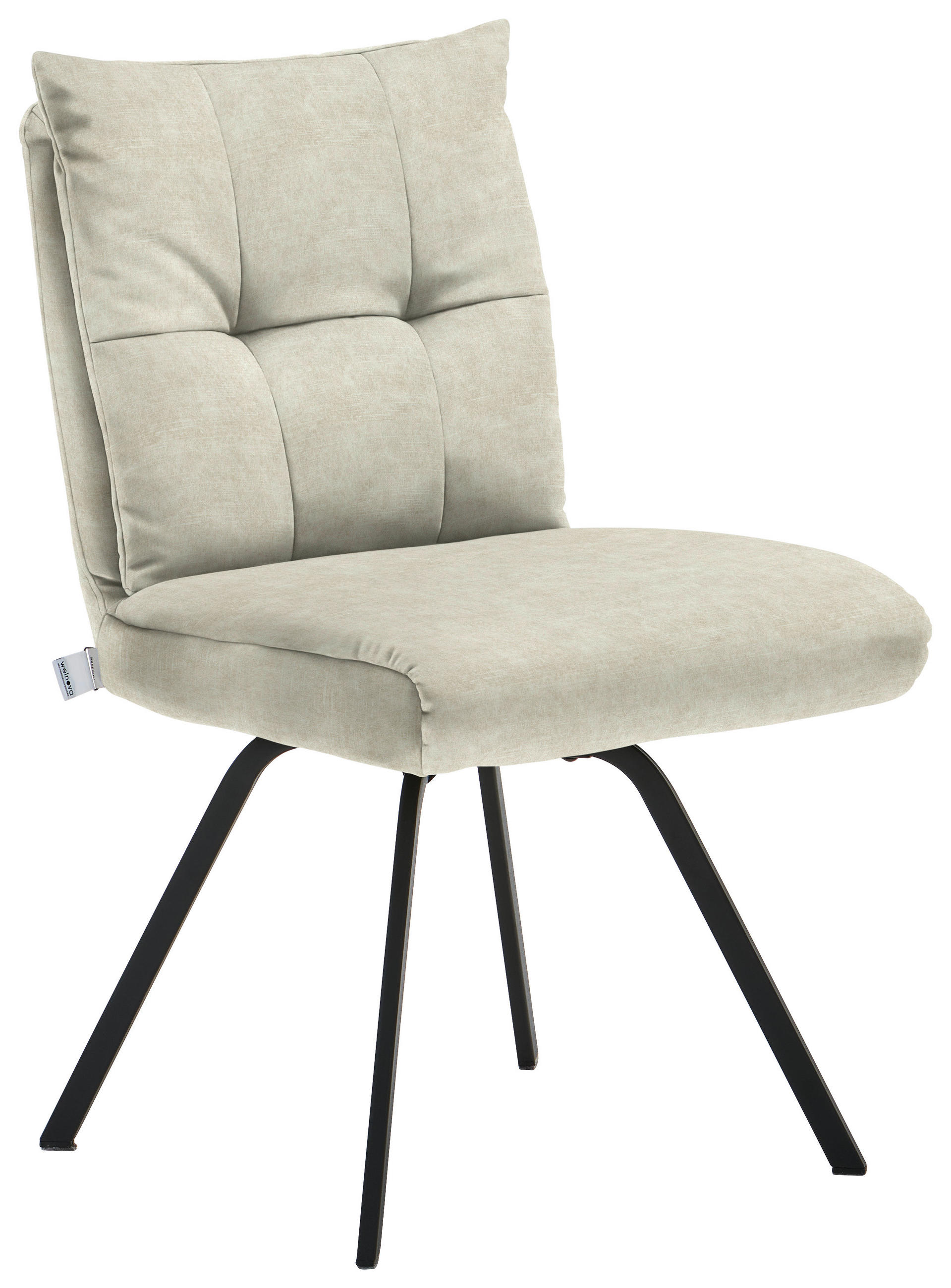 STUHL  Stoffauswahl, Gestellauswahl Velours  Naturfarben  - Schwarz/Naturfarben, Design, Textil/Metall (50/82/68cm) - Welnova