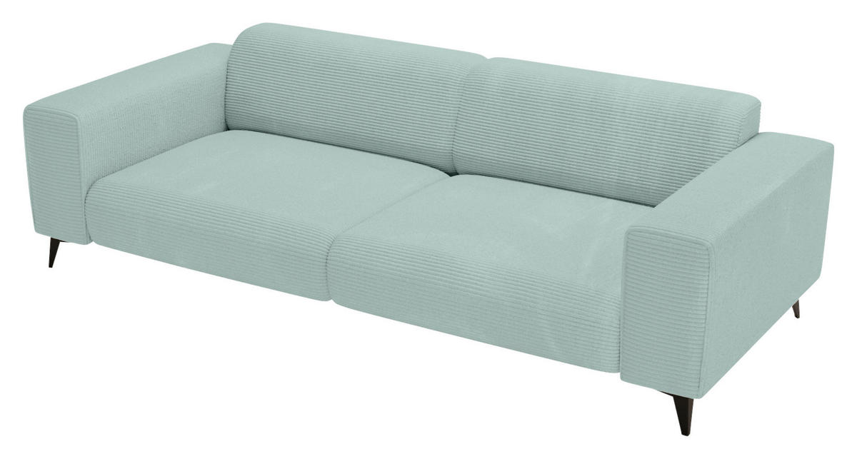 3-SITZER-SOFA Cord Salbeigrün  - Salbeigrün/Schwarz, KONVENTIONELL, Textil/Metall (237/75/104cm) - Carryhome