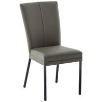STUHL  in Eisen Echtleder pigmentiert Metall, Leder  - Schieferfarben/Schwarz, Design, Leder/Metall (46/96/58cm) - Valdera