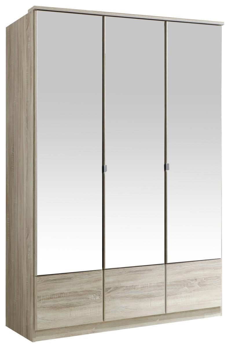 DREHTÜRENSCHRANK in Eichefarben  - Eichefarben/Alufarben, Konventionell, Glas/Holzwerkstoff (135/199/58cm) - MID.YOU