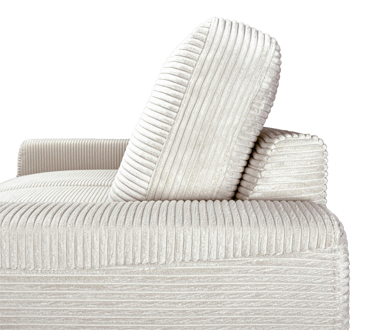 ECKSOFA Naturfarben Cord Rückenkissen, Bettkasten, Schlaffunktion, Rücken echt, Liegefläche im Originalstoff  - Schwarz/Naturfarben, KONVENTIONELL, Textil/Metall (240/150cm) - Carryhome