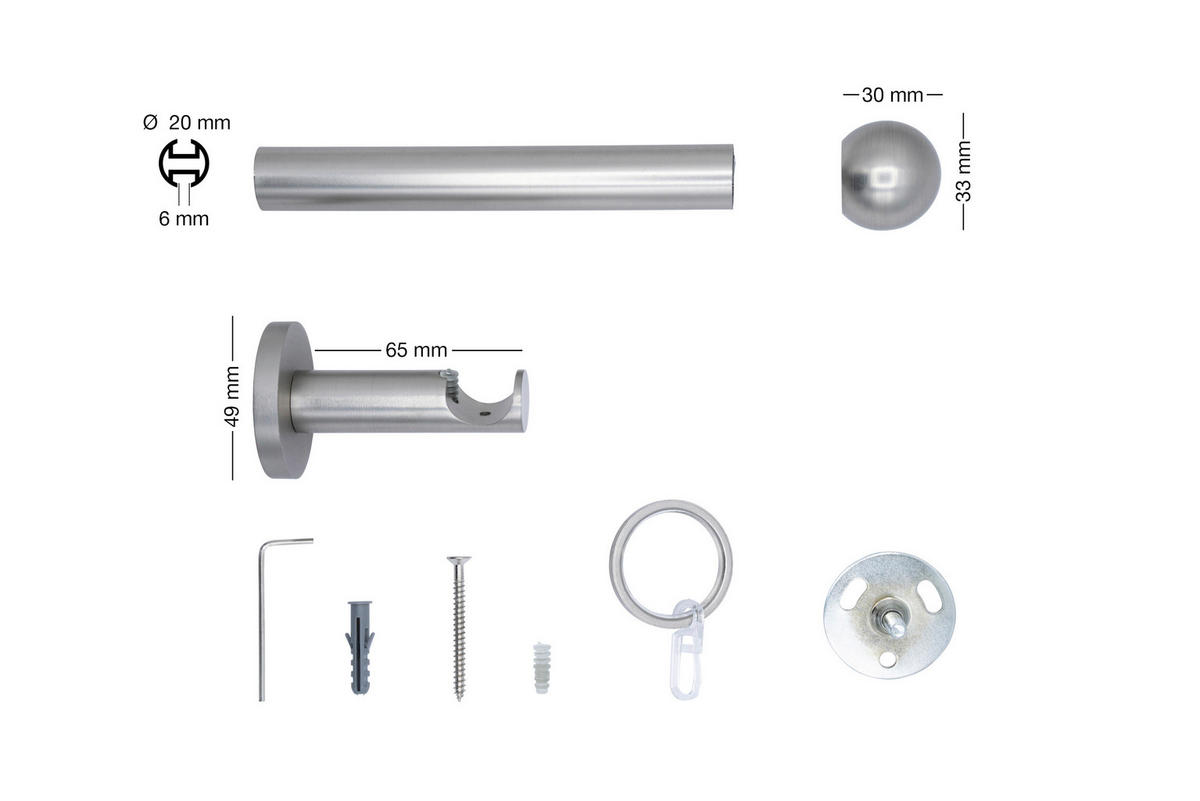 VORHANGSTANGENSET  290 cm  - Edelstahlfarben, Basics, Metall (290cm)