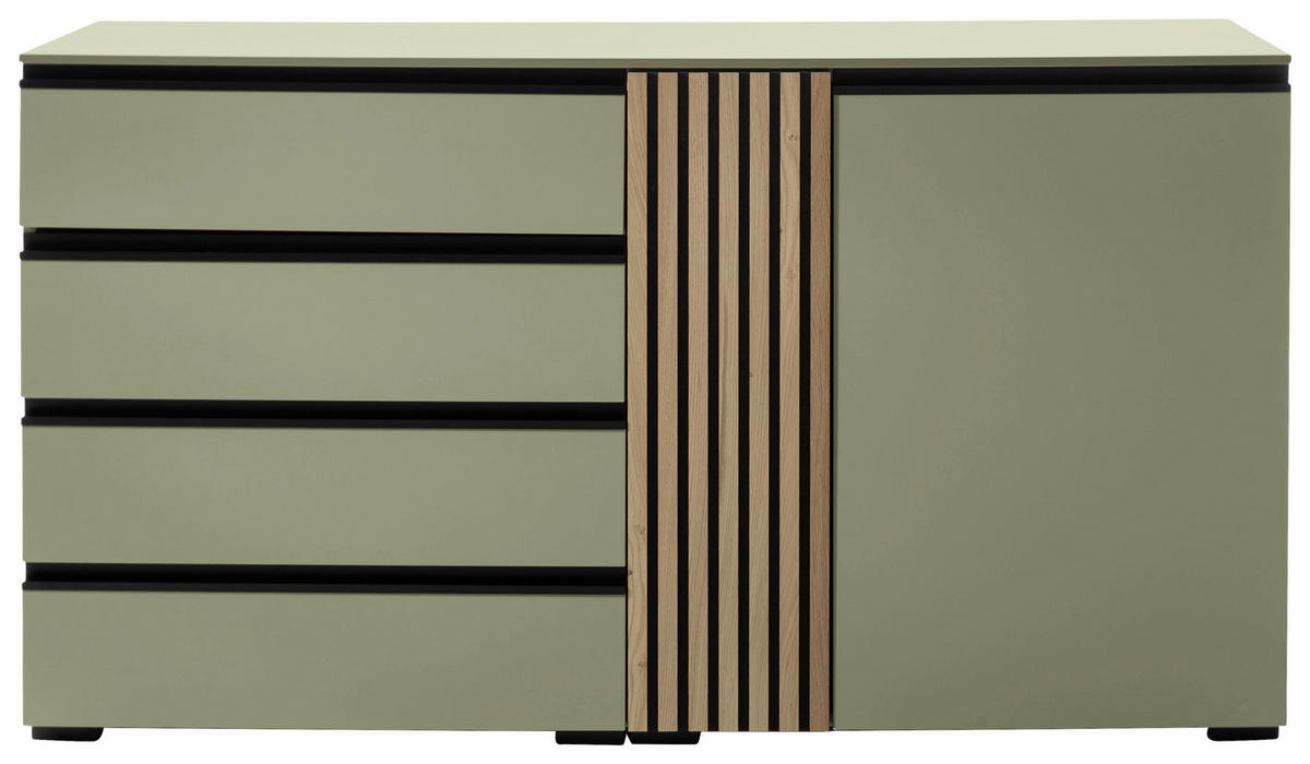 SIDEBOARD Schwarz, Wildeiche, Schilfgrün  167/92/45 cm  - Schilfgrün/Wildeiche, Design, Holz/Holzwerkstoff (167/92/45cm) - Moderano