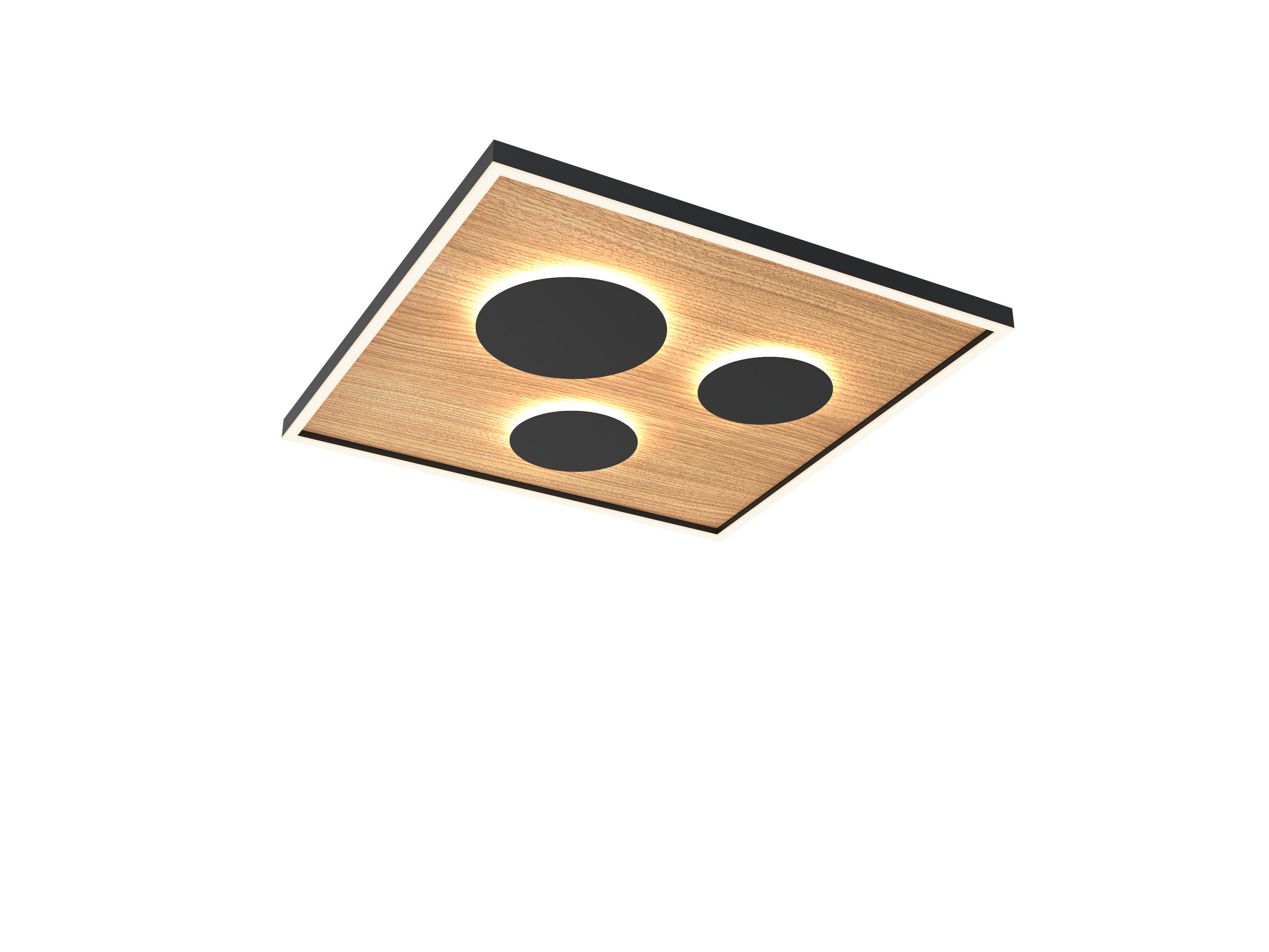 PLAFONIERĂ CU LED - culoare lemn arin/negru, Natur, plastic/lemn (60/60/6,5cm) - Wofi