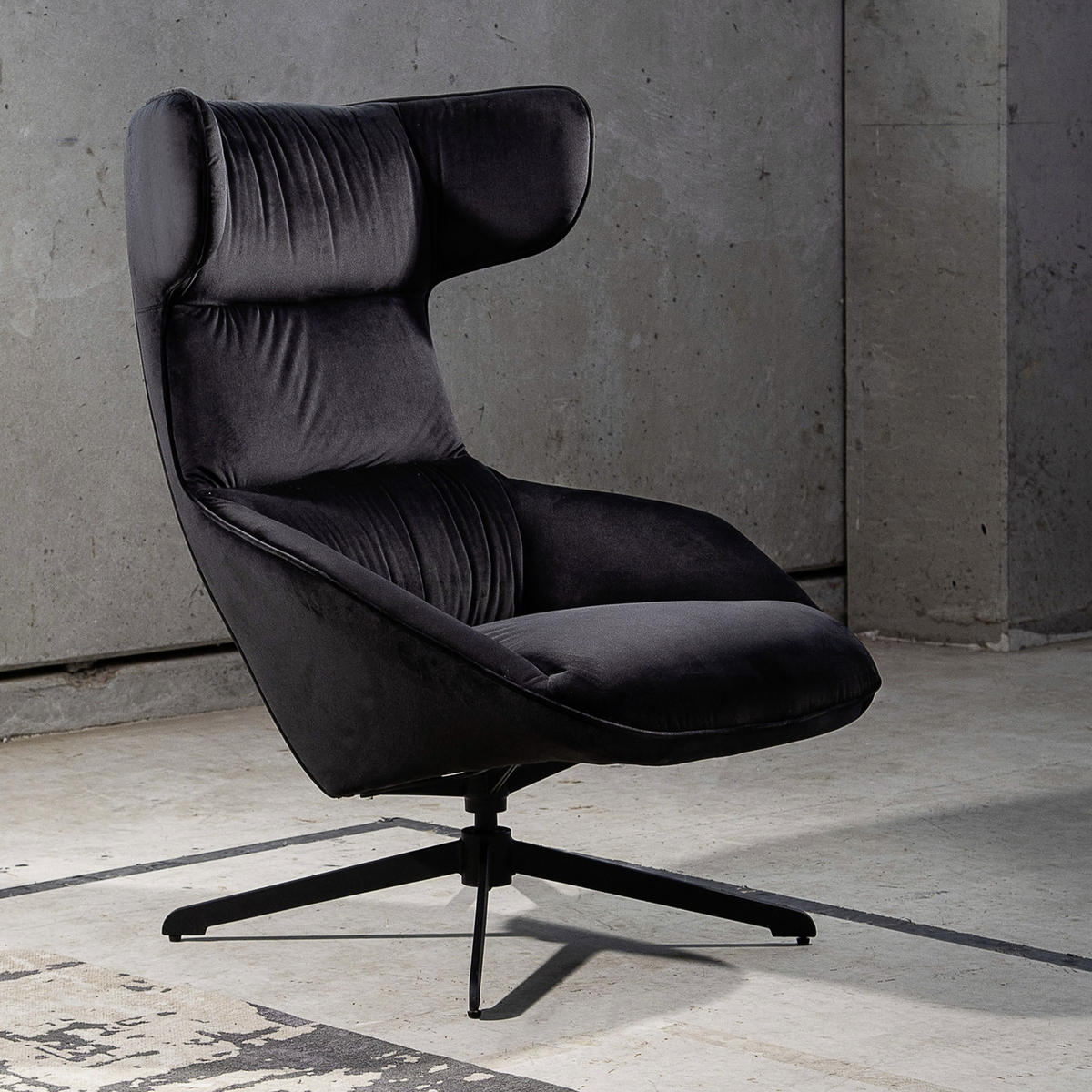 FÅTÖLJ i textil svart  - svart, Klassisk, textil (76/103/93cm) - Livetastic