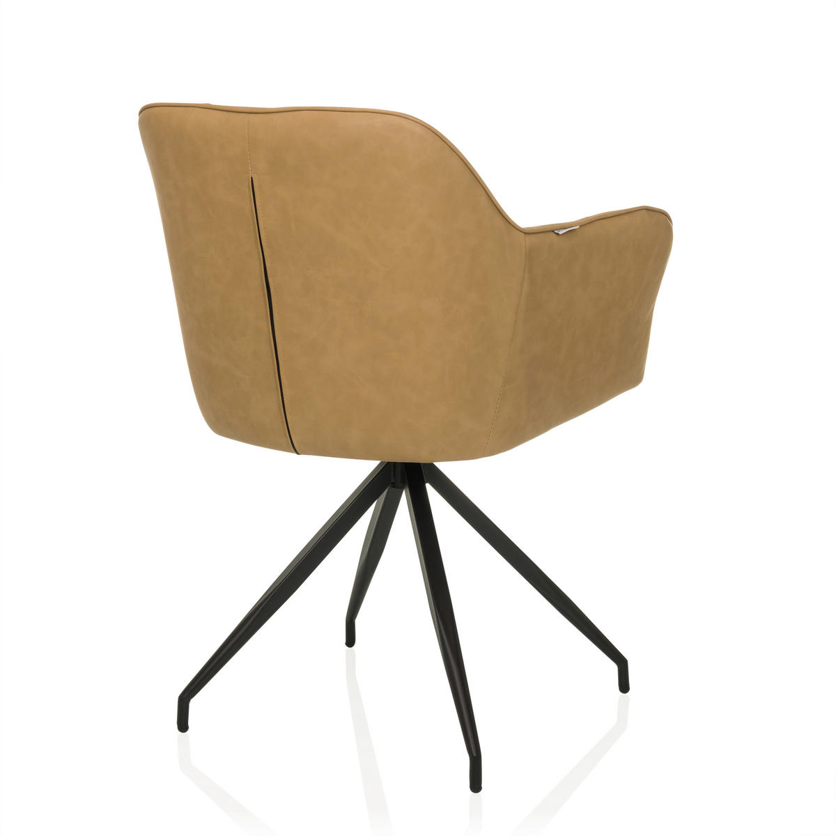 ARMLEHNSTUHL  in Lederlook  - Cognac/Schwarz, MODERN, Leder/Metall (61/90/56cm) - MID.YOU