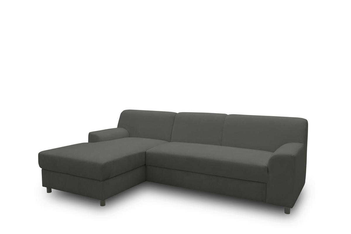 ECKSCHLAFSOFA  CAPRI 2 Dunkelgrau Mikrofaser  - Dunkelgrau/Schwarz, Basics, Kunststoff/Textil (146/241cm) - MID.YOU